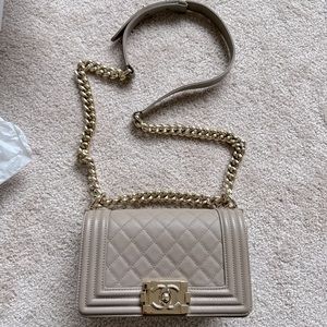 SOLD Authentic Chanel Small boy bag in caviar leather